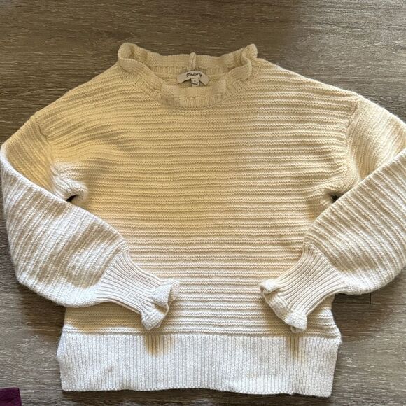 Madewell Ivory Ribbed Crew Neck Sweater - Picture 1 of 4